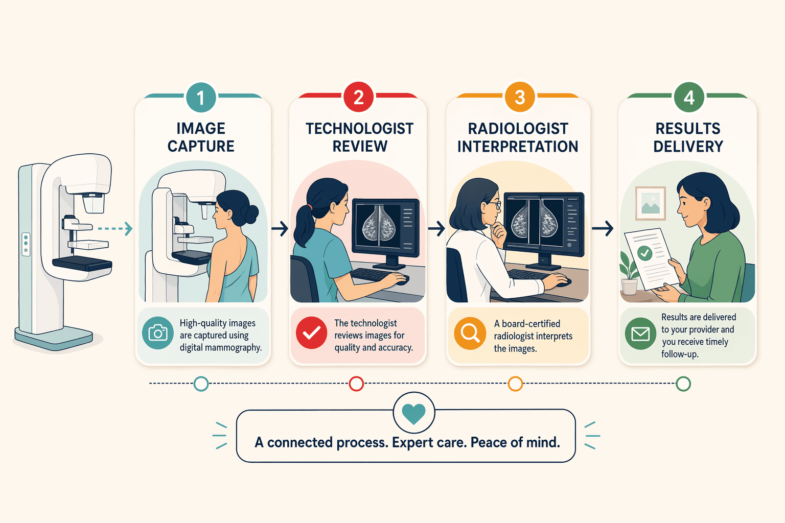 Illustration for: What Happens After Your Mammogram Is Taken?