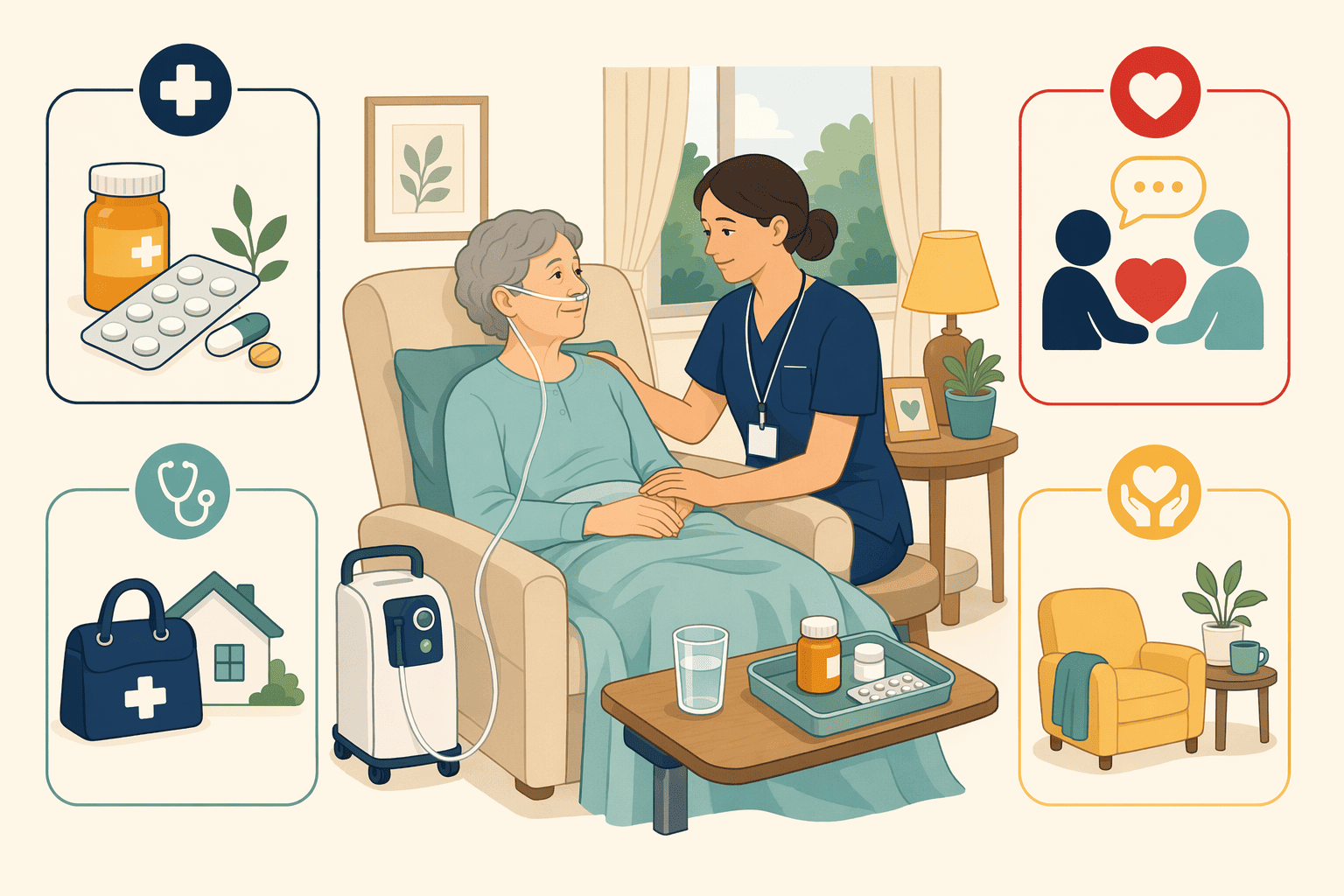 Illustration for: Hospice Care and Home-Based Pain Management