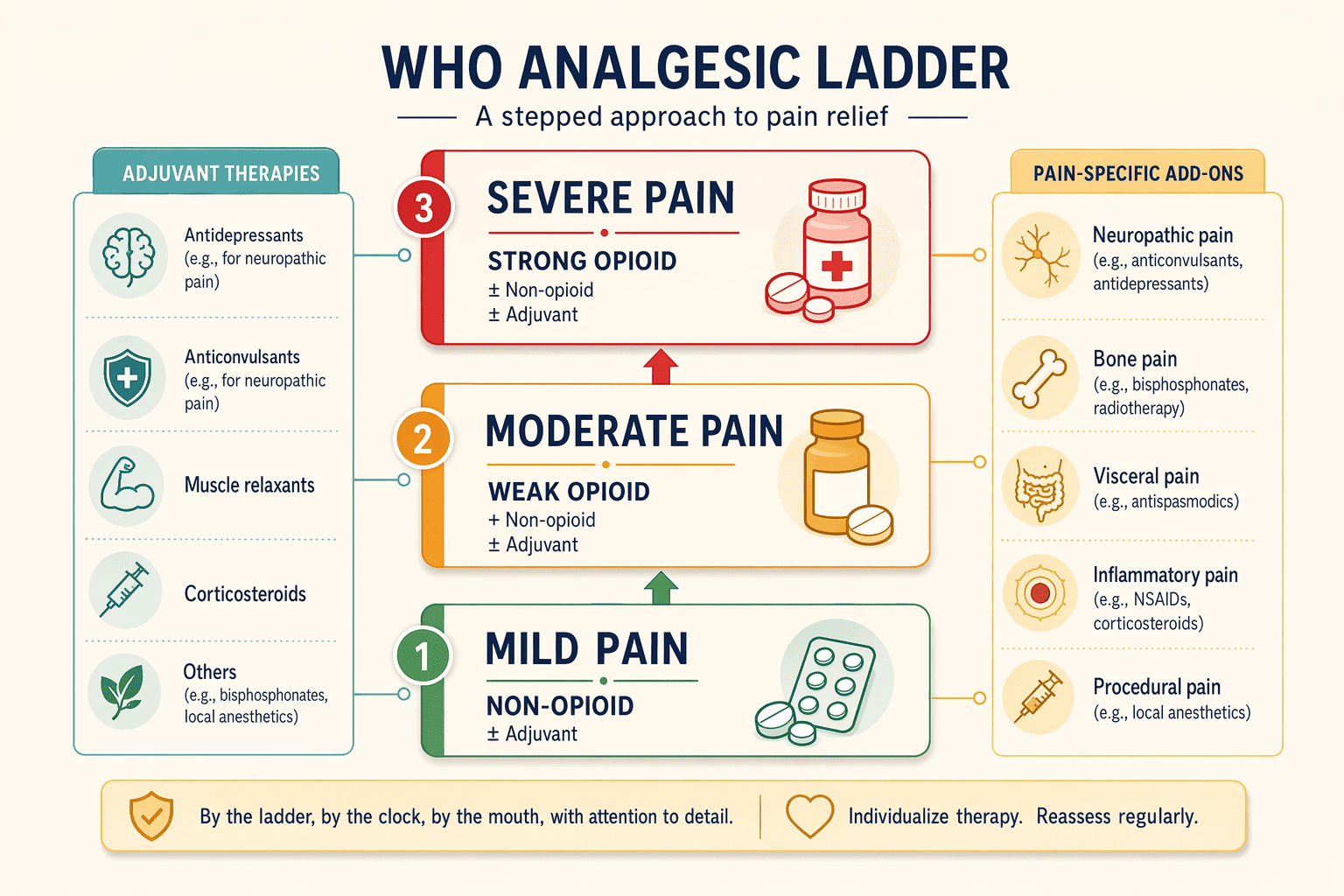 Illustration for: Pain Management Protocols in Palliative Care, WHO Ladder and Beyond