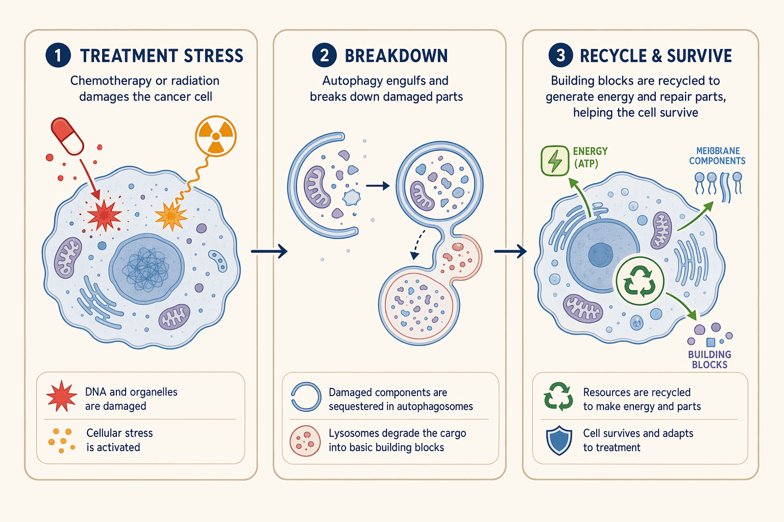 Illustration for: How Autophagy Helps Cancer Cells Survive Chemotherapy and Radiation