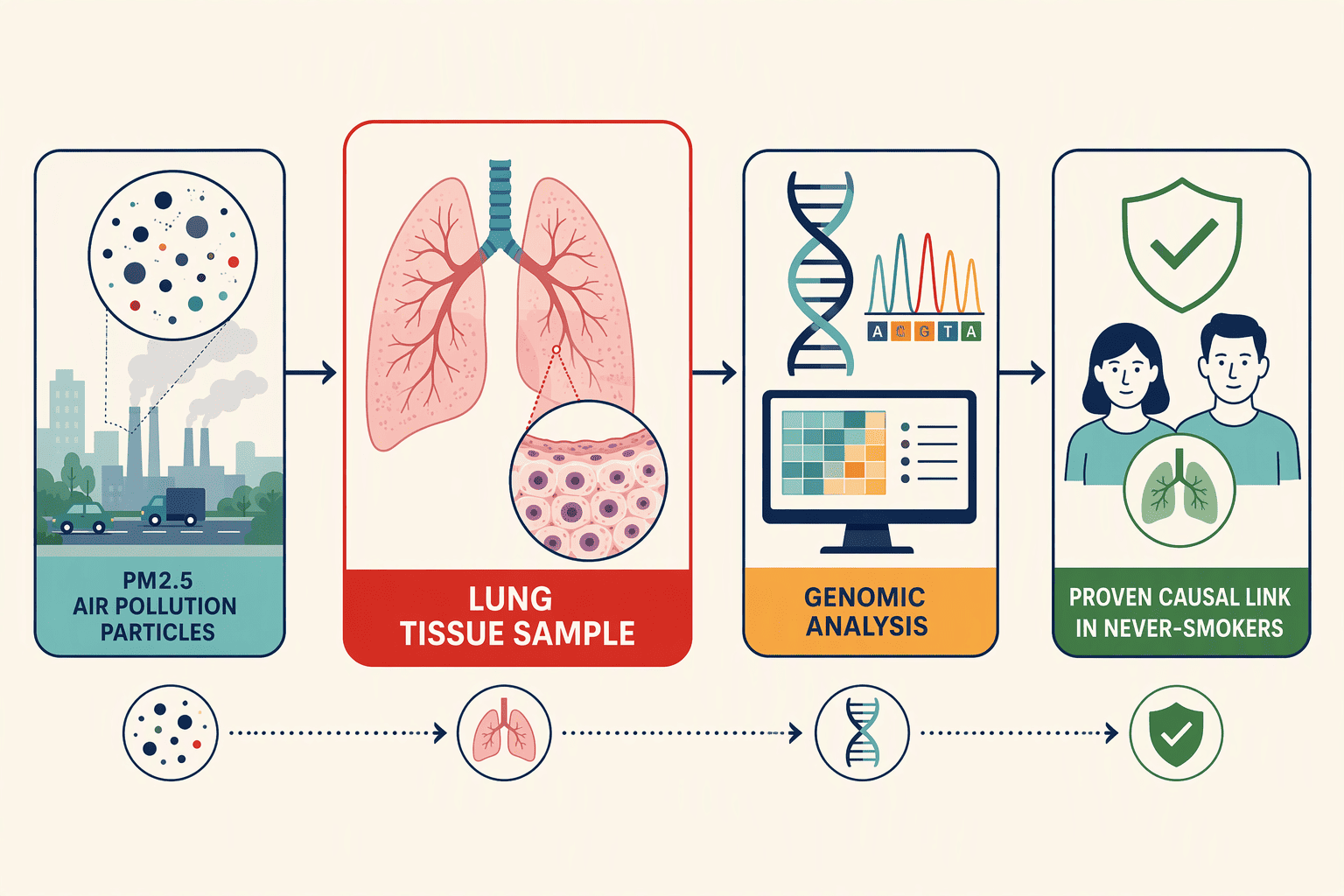 Illustration for The Direct Evidence: How Air Pollution Triggers Lung Cancer in Never-Smokers