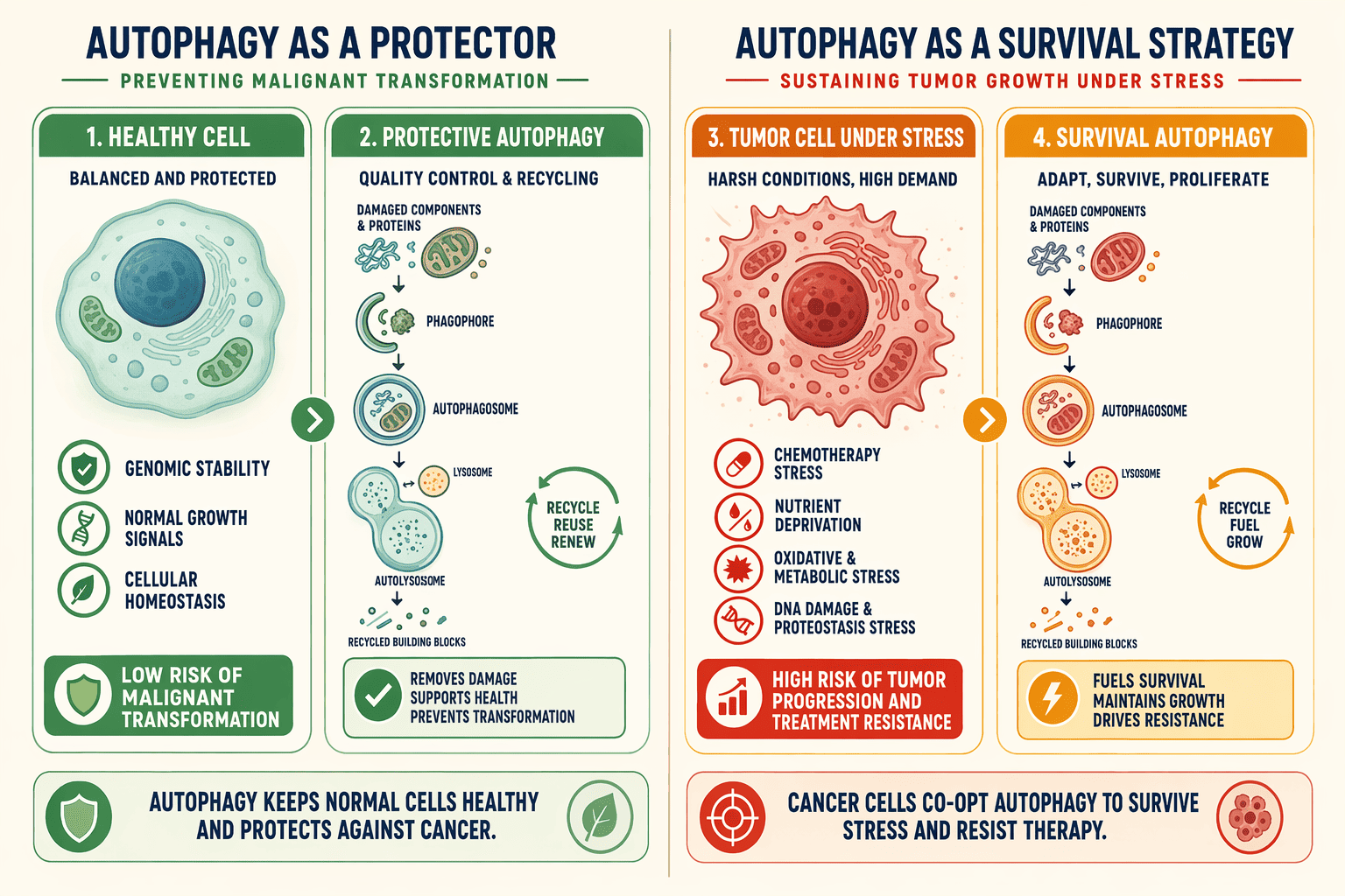Illustration for: The Autophagy Paradox: Friend or Foe in Cancer?