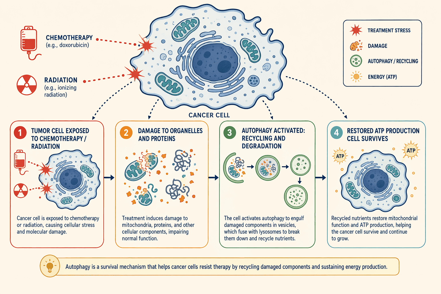 Illustration for: Autophagy as a Tumor Survival Mechanism (Treatment Resistance)